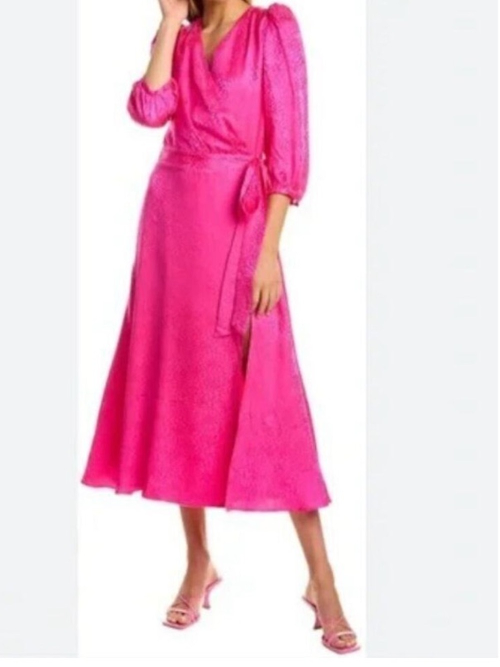 Olivia Rubin Silk Hot Pink Paloma animal Print midi dress Formal Evening size 6